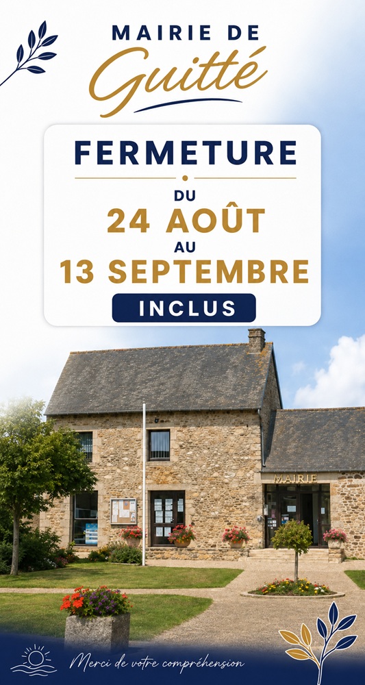 fermeture mairie de Guitté 13 juillet 2026 smartphone